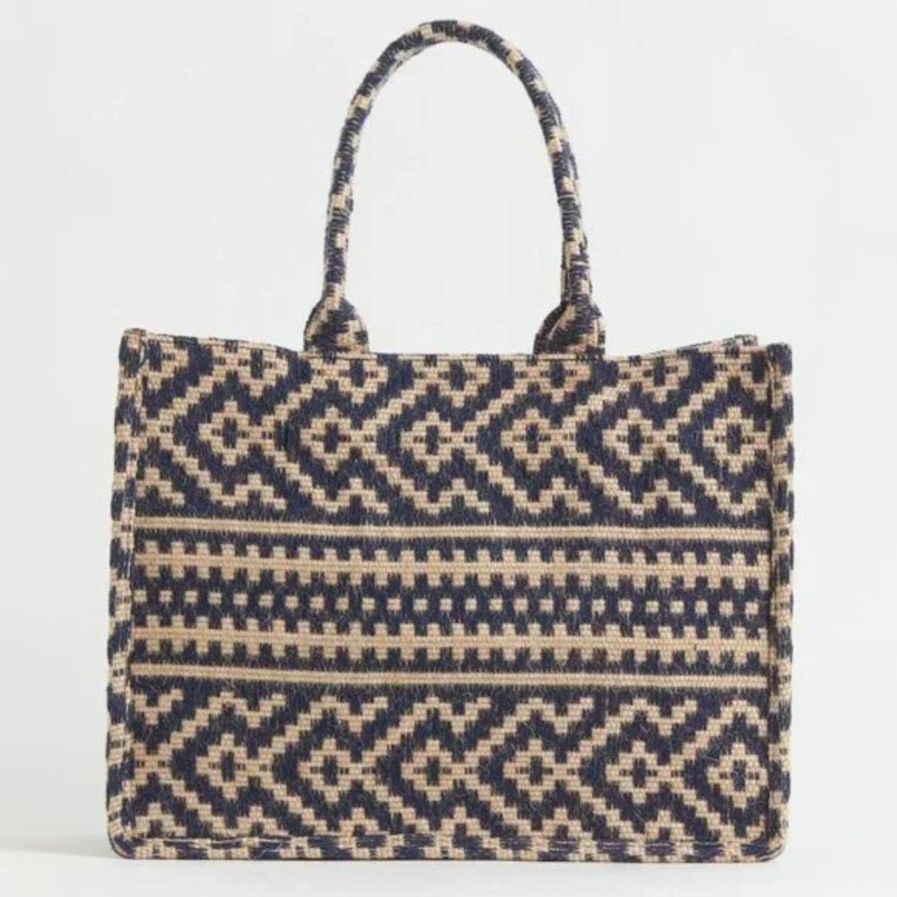 H&M Jacquard Bag - Blue + Tan Pattern